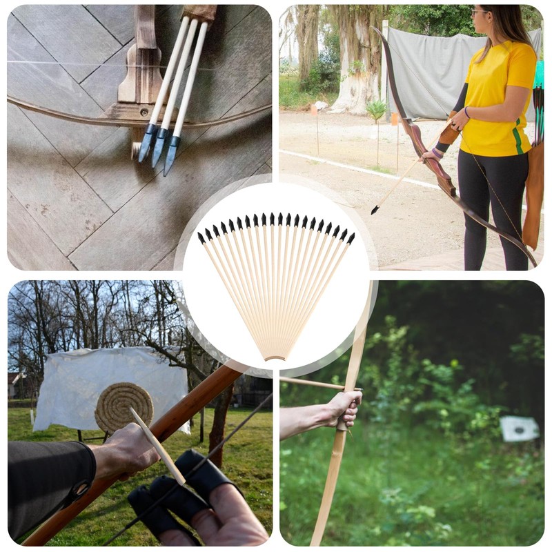 30 Replacement Arrows, 43 cm Bamboo Replacement Arrows with Rubber