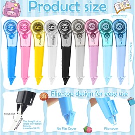 Correction Tape Pens 1/5" X 236", 9 Color White Out Pens White Out Correction Tape Pen Easy To Use Applicator for Instant Correction Students School Office Supplies (9)