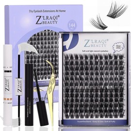 Goreem Beauty Juego de pestañas postizas Individuales Kit de Grupos de pestañas Pestañas postizas Pestañas de Aspecto Natural con unión de pestañas y Kit de extensión de pestañas Lash TS hV