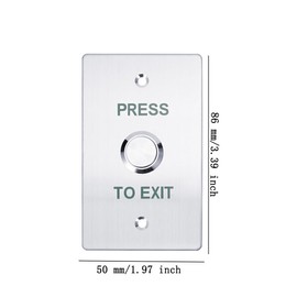 Stainless Steel Push to Exit Button - 12V DC Push to Exit Switch, NO/COM Outputs, Surface Mount Request-to-Exit Device for Access Control Systems