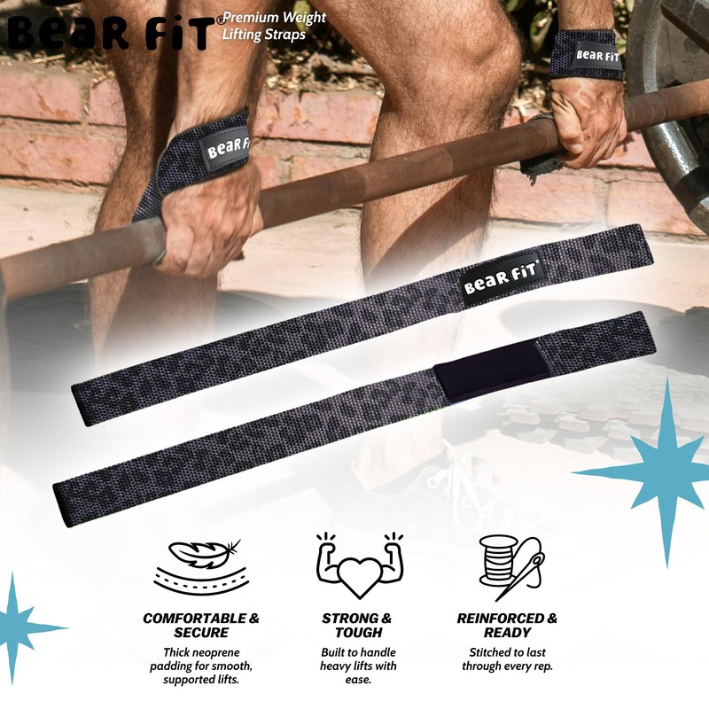 Bear Fit | Premium Weight Lifting Straps with Neoprene Wrist