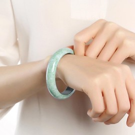 Auspicious Cloud Natural Calcite Jade Bangle Bracelet For Womens Green Color, Medium, Stone, calcite