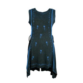 Agan Traders Women's 2025 Spring Stretchy Cotton Sleeveless Casual Dresses - High-Low Knee Length Hemline Summer Dresses (R 308 DR BL, M,) Blue