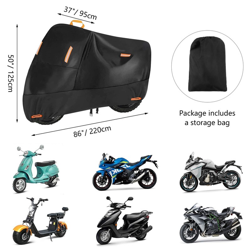 300D Motorbike Cover Waterproof Outdoor, Seceles Durable All Season Protection