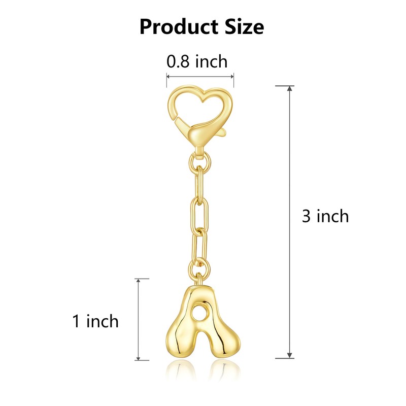LAEKOU Initial Bag Charms Keychain, Letter Key Chain Charm Accessories