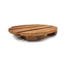 dasmöbelwerk Plant Roller Flower Roller with Hidden Wheels Round Acacia Wood (Diameter 30 cm)