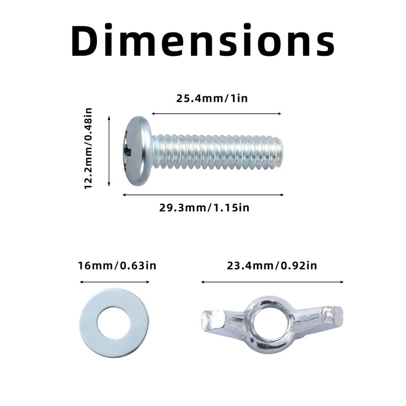 30 Sets 1/4"-20 x 1 Screws Bolts with Wing Nuts