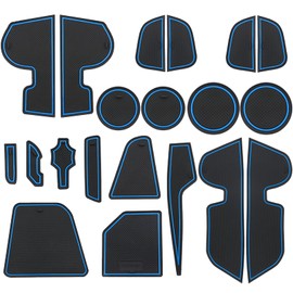 SENSHINE for Jeep Compass Accessories 2018 2019 2020 2021 Non-Slip Anti Dust Cup Holder Insert Center Console Liner Door Packet Mats Premium Custom Interior 20PC Set (Blue Trim)