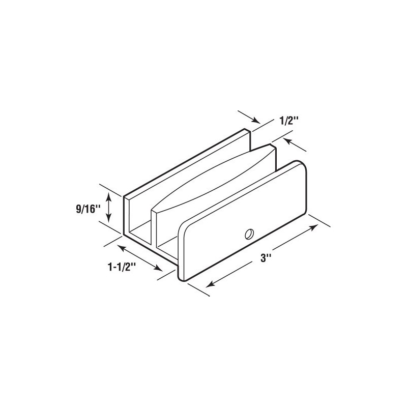 Prime-Line M 6219 Sliding Shower Door Bottom Guide, 1/2 In.