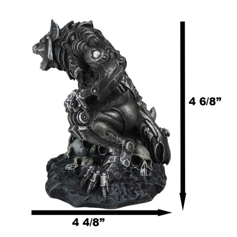 Ebros Gift Steampunk Robotic Werewolf Crushing Skull Statue Lycan Cyborg