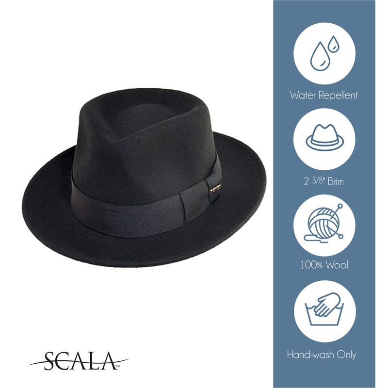 Scala Classico Men's Crushable Wool Felt Fedora (Large, Olive)