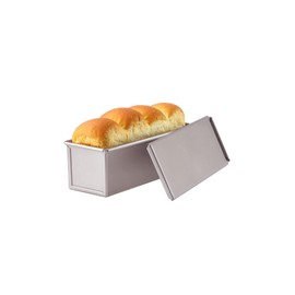 CHEFMADE Mini Pullman Loaf Pan with Lid, 0.66Lb Dough Capacity Non-Stick Rectangle Flat Toast Box for Oven Baking 2.8" x 8.1"x 2.8"(Champagne Gold)