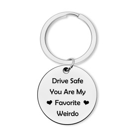 Drive Safe Keychain for Him Her Funny New Driver Gifts Valentines Day Key chain Gift for Trucker Husband Boyfriend Fathers Day Birthday Gifts from Wife Anniversary Jewelry for Couple