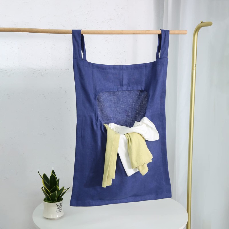Amazhiyu Hanging Laundry Hamper, 100% Linen Multi Use Door Hanging