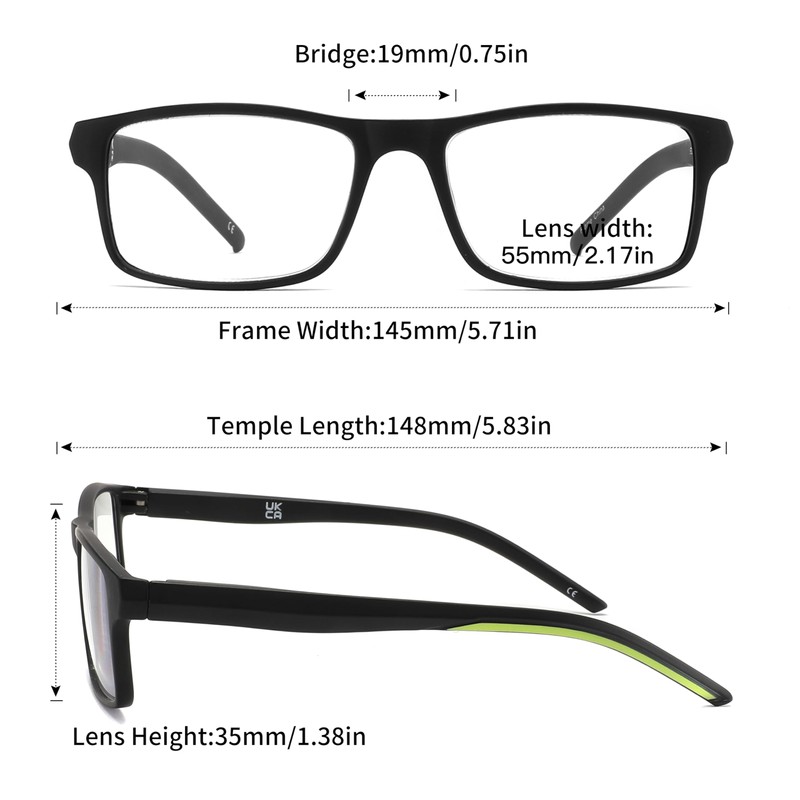 AIKLLY 4 Pack Reading Glasses Blue Light Blocking for Men,Rectangular