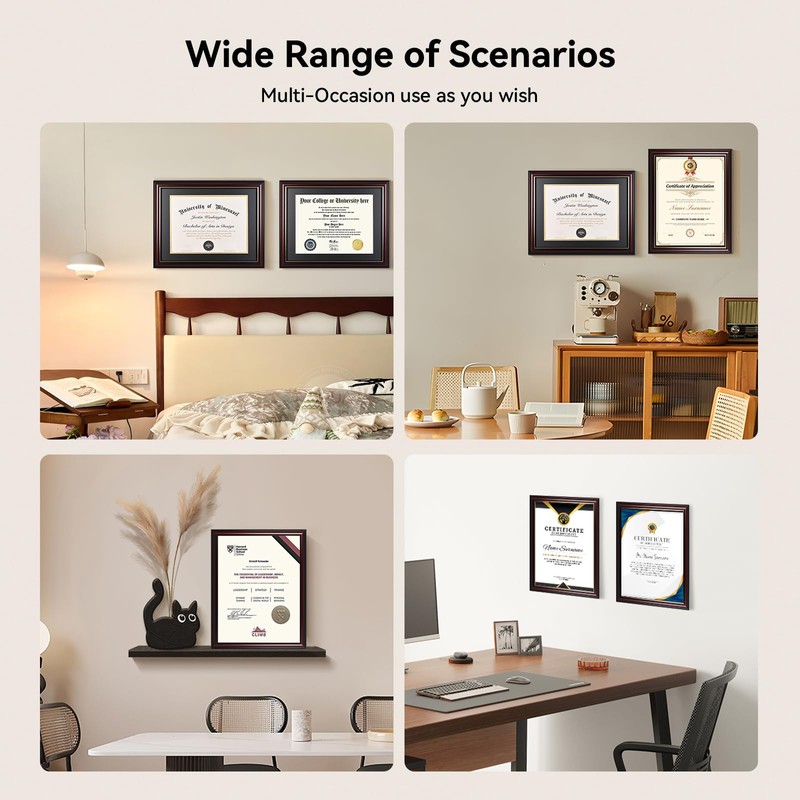 GAMYPET Solid Wood Diploma Frame 8.5 x 11 Certificate Frames