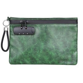 OZCHIN  Combination Lock Certificates Organizer PU Leather Lock Bag Travel Storage Case 10 x 7 inches Great Gifts Smell Proof Bag with (Green) Ultra Lightweight - Color: PINK