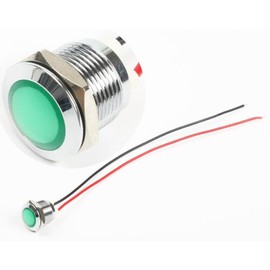 12mm Metal Indicator Pilot Dash Light Lamp Terminal Screw Panel Car Boat 12V LED (Green)