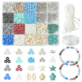 UR URLIFEHALL 1 Set Friendship Bracelet Making Kit Ocean Theme Polymer Clay Beads Jewelry Making Kit for DIY Bracelet Necklace Crafts Jewelry Making