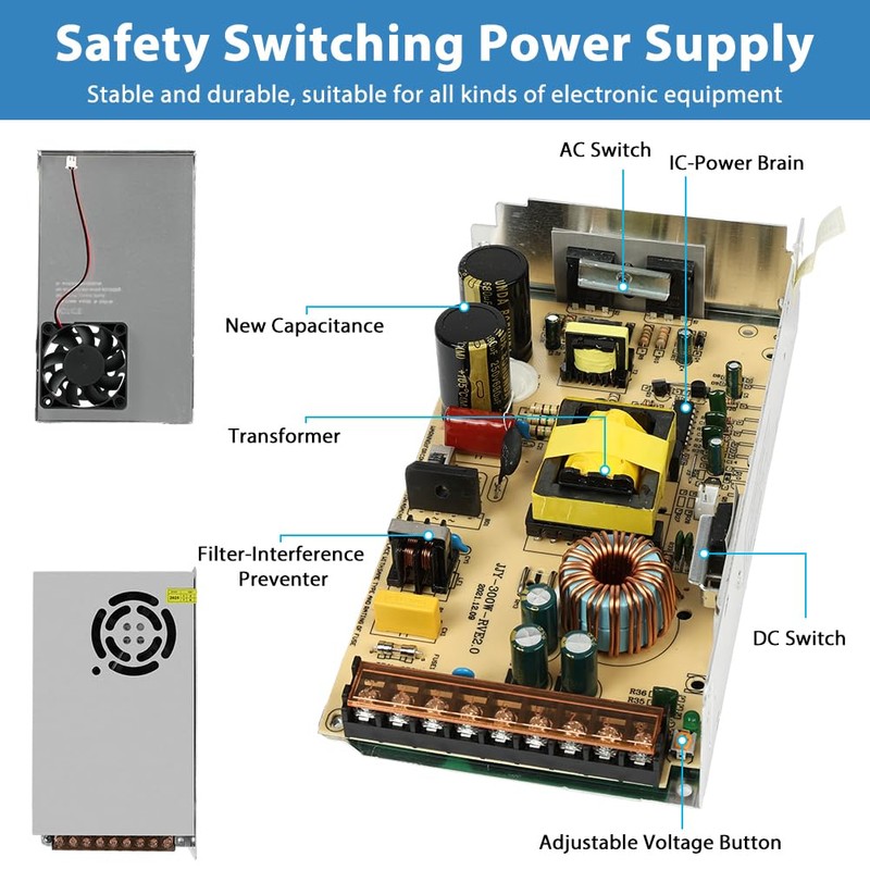 OFFCUP DC 12V 20A 240W Universal Regulated Switching Power Supply,