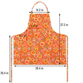 SANFERGE Canvas Plus Size Apron for Women with 2 Pockets, 39 X 38 inch Extra Large XXL Aprons, Orange Circle, 39 X 38 inch