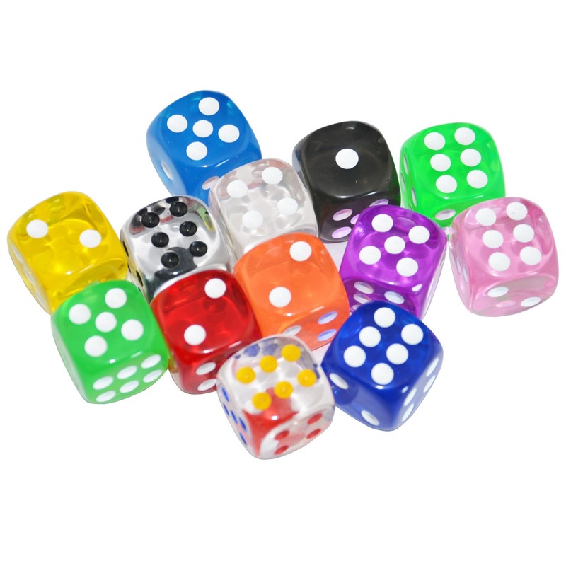 SmartDealsPro 10-Pack D6 Six Sided 16mm Transparent Dice Die for