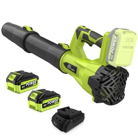 Leaf Blower Cordless, 21V Cordless Leaf Blower with 2×4.0Ah Batteries & Fast Charger, 6-Speed, Powerful Lightweight Electric Blower Kit for Lawn, Patio, Car Drying and Light Snow, Lightweight Handheld