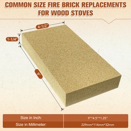 Fire Bricks, FireBrick, High Temperature Insulated Firebricks for Wood Stoves, Fireplaces, Size 9" X 4-1/2" X 1-1/4", Pack of 3, Wood Stove Bricks, Fireplace Brick