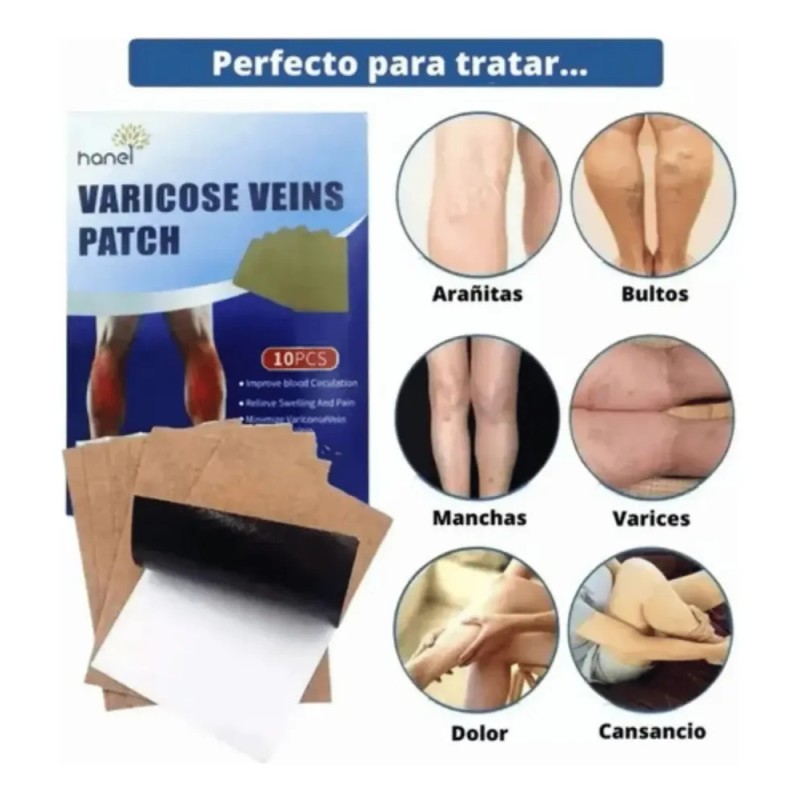 Parches Varices Piernas Alivia Dolor Mejora Apariencia 10 Pz