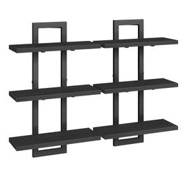 HOOBRO Floating Shelves, Set of 2 Wall Shelves, 3-Tier Wall Mounted Storage Shelves, Hanging Bathroom Shelves, for Living Room, Bedroom, Bathroom, Kitchen, Black BK31BJP201