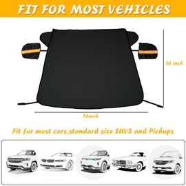 LUBYBG Car Windshield Snow Cover with Side Mirror Covers， Weatherproof Suitable for Ice & Sleet Winter, Sun, Frost, Extra Large Size Fits for Truck, SUV, Van and MPV Most Vehicles(70" x 50")
