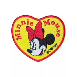 Unbranded MINNIE MOUSE YELLOW HEART RED BOW CUTE CARTOON IRON ON PATCH 2.9 X 3.1 INCHES