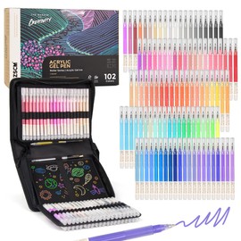 ZSCM 100 Colors 3D Acrylic Gel Pens & Black Paper Sketchbook for Drawing, 1mm Fine Point Acrylic Ink Pen, Opaque Archival Ink Pens for Black Paper Drawing, Sketching, Illustration, Card Making