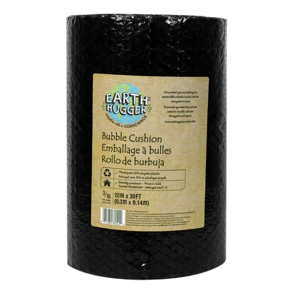 Earth Hugger 12" x 30' Packing Bubble Cushion Wrap, Black