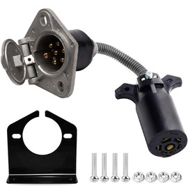CARROFIX - Adaptador para conector de remolque de 7 vías estilo RV a conector redondo de 7 vías, zinc fundido a presión