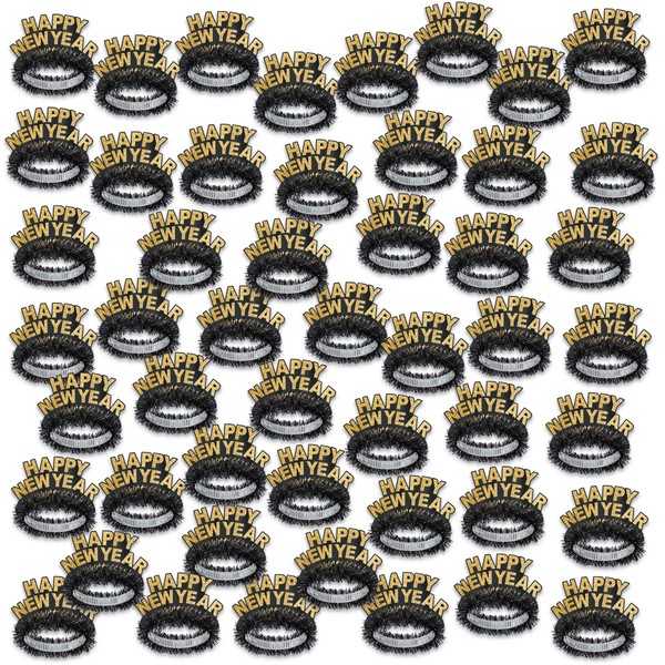 Beistle 88761BKG50 50-Piece Black and Gold Happy New Year Regal