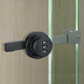 ETEKJOY Keyless Ratchet Lock for Sliding Glass Door Showcase Display Case Cabinet 3-Digital Password Combination (Black)