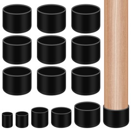 Glarks 10pcs 38mm/1.5in Round Chair Leg Caps, Black PVC Furniture Pad Table Feet Covers, Round Chair Leg Covers to Protect Wood Tile Floors Felt Pads Furniture Leg Caps Reduce Noise