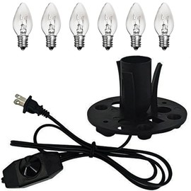 Jacqings Himalayan Salt Lamp Cord Replacement with Dimmer Switch, 5 Feet Cords with Base Assembly and 6 E12 Halogen Bulbs