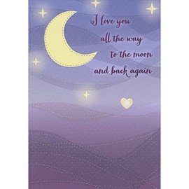 Designer Greetings I Love You to the Moon and Back: Crescent Moon in Purple Sky Father's Day Card for the One I Love : Husband : Boyfriend