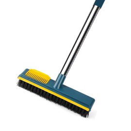 Floor Scrubber Brush, Telescopic Handle 2 in 1 Scraper Brush, Stiff Bristles Shower Scrubber for Cleaning Patio, Bathroom, Garage, Kitchen, Wall, Deck, Tub, Tiles
