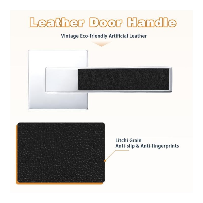 Probrico Heavy Duty Square Door Handle with Black Leather Hand