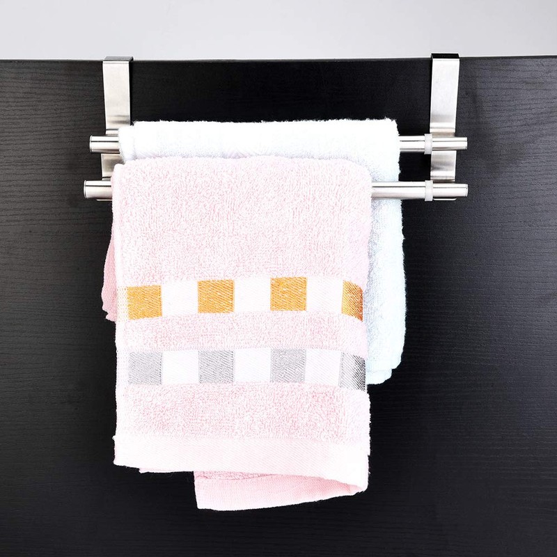 Over the Door Towel Rail,Double Layers Stainless Steel Telescopic Towel