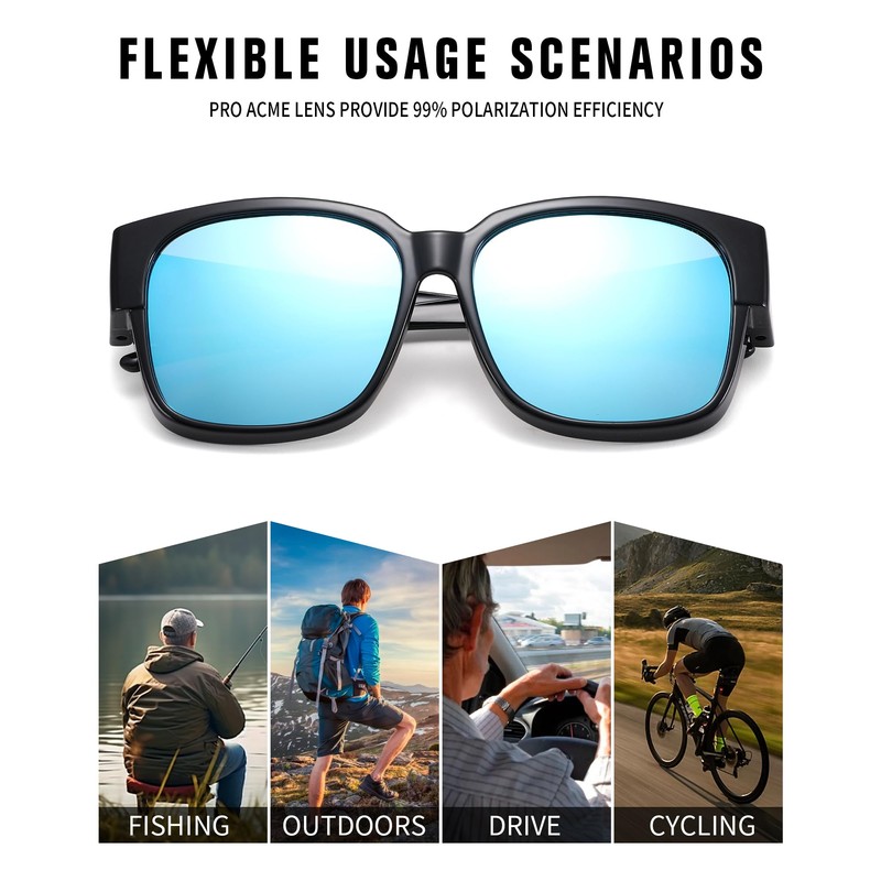 Pro Acme Polarised Men's Sunglasses, Oversized Space Over Glasses Shades