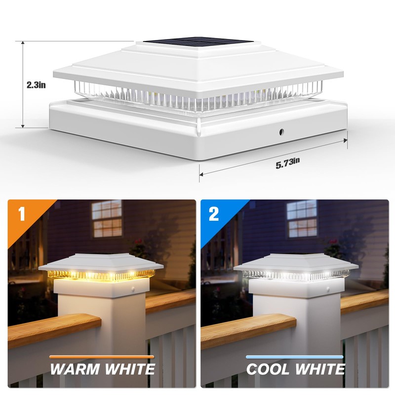VOLISUN Solar Fence - Post Lights, Solar Post Cap Light