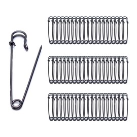 OLSSCMLO Safety Pins, 2" Large Safety Pins, Set of 60, Large Safety Pins, Clothing Safety Pins, Blankets, Crafts, Skirts, Short Skirts, Oversized Heavy Duty Safety Pins (Brilliant Black)
