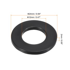 PATIKIL M12 Nylon Flat Washers 8 Pack 12mm Inner Diameter 24mm Outside Diameter 2mm Thickness Seal Spacer Gasket Ring for Faucet Pipe Water Hose Fastener Bolts Black