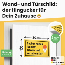 DankeDir! Sauber halten nicht schwer & fair - Sign 30 x 20 cm - Toilet Sign Funny Toilet Sign Toilet Sign for Hanging - Guest Toilet Guest Toilet Decoration Funny Men's Wall Door Sign