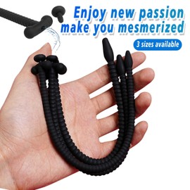 Herren Harnröhre Dilatoren Silikon Hohl Penis Plug Katheter Harnröhren Plug Männer Masturbato mit Stecker (Schwarz, M)