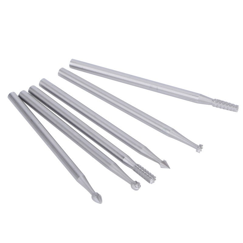 6Pcs/Set 2.35mm Handle Tungsten Steel Milling Cutter Carving Knife Engraving